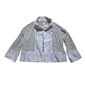 Carokine Rose Open Front Silk Trim Mesh Lace White Jacket Women Size Small NWT